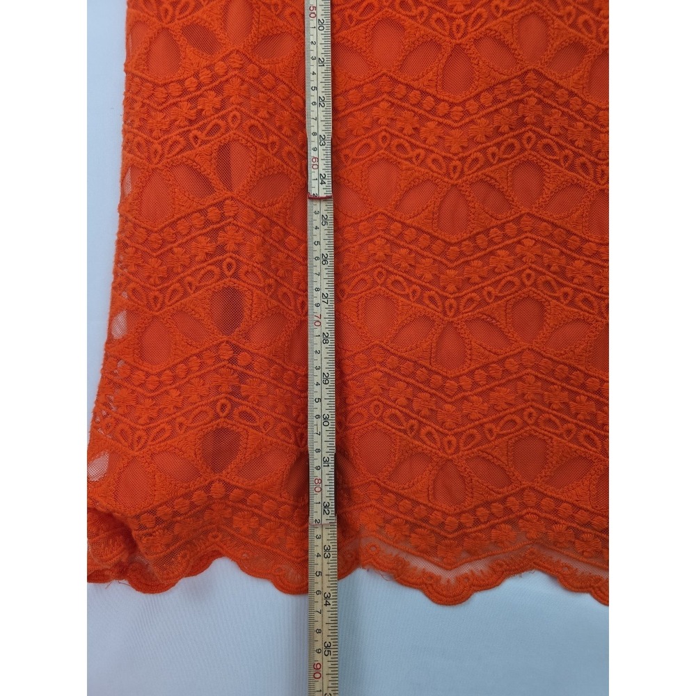 ZARA Bright Orange Crochet Lace Short Sleeve Sheath Dress Size XL - Picture 8 of 15